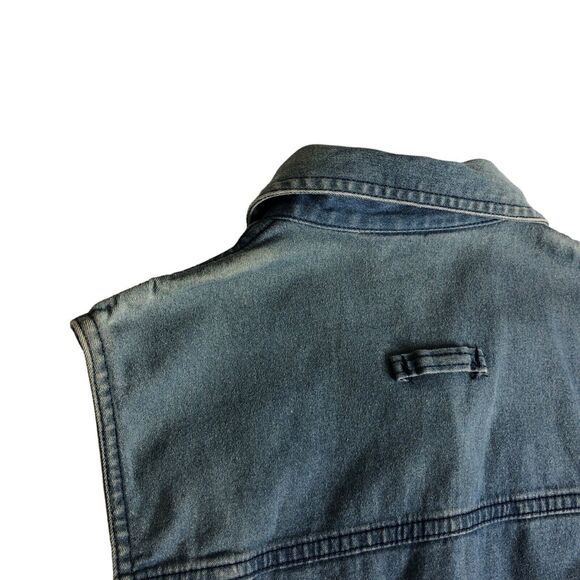 Vintage Talbots Vest Womens Small Blue Denim Button Front Cotton Spandex Pockets - Picture 12 of 15